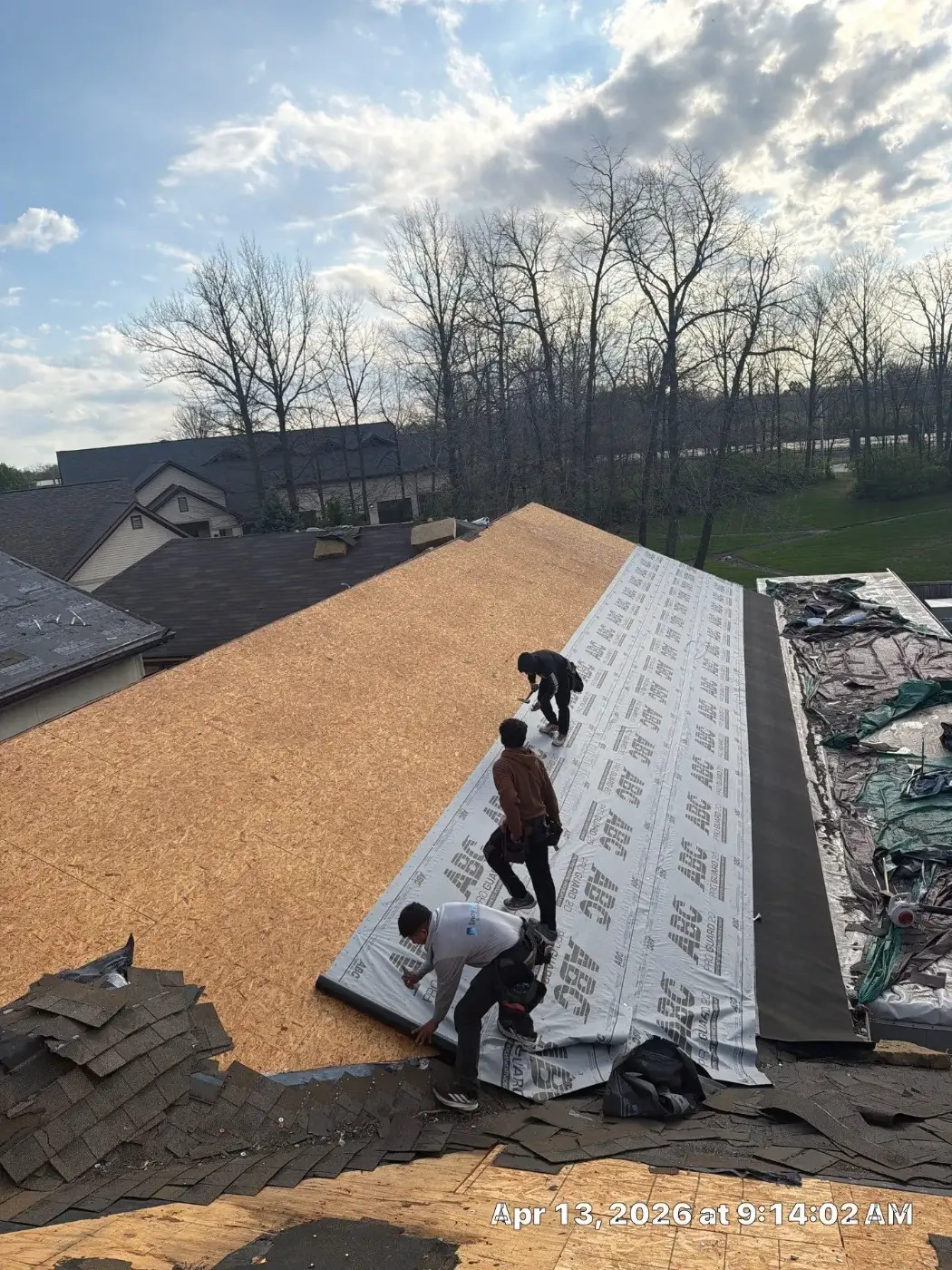 Tarping and dry-in on a Anson commercial roof